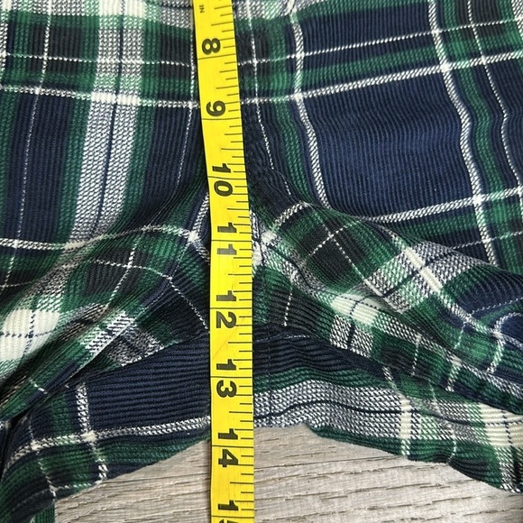American Eagle Plaided Corduroy High-Rise Crop Flare Pants Green Sz 16R - Picture 9 of 11